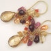 Multicolor Gemstone Cluster Earrings 14k Gold Fill Citrine Garnet Pink