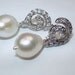 Ivory Pearl Post Earring Wire Wrap Silver Wedding Earrings Bridal Post Stud Earring Diamond Look Pearl Post Earrings Minimalist Pearl Drop