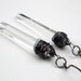 Rock Crystal Earrings Pointer Crystals Wire Wrapped Oxidized Silver Wire Dangle Earrings Black White Fashion