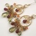 Moss Aquamarine Chandelier Gold Earrings Wire Wrapped 14kt Gold Filled Multicolor Gemstones Citrine Hessonite Smokey Quartz