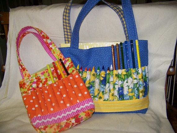 Childs crayon Tote Bag Pdf Pattern Large and Small 2 for 1