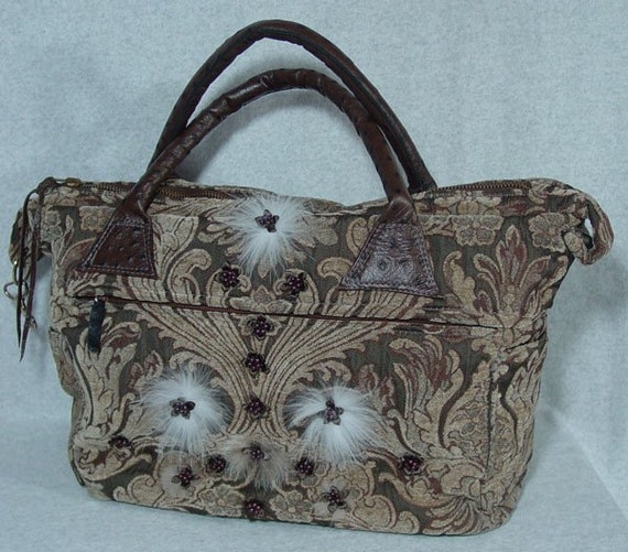 Large Tapestry and Fur Purse by Opulent Handbags