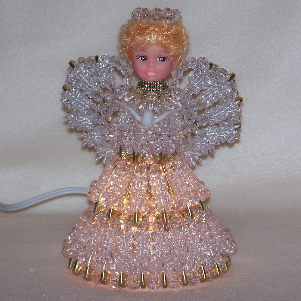 Lighted Bead And Safety Pin Angel