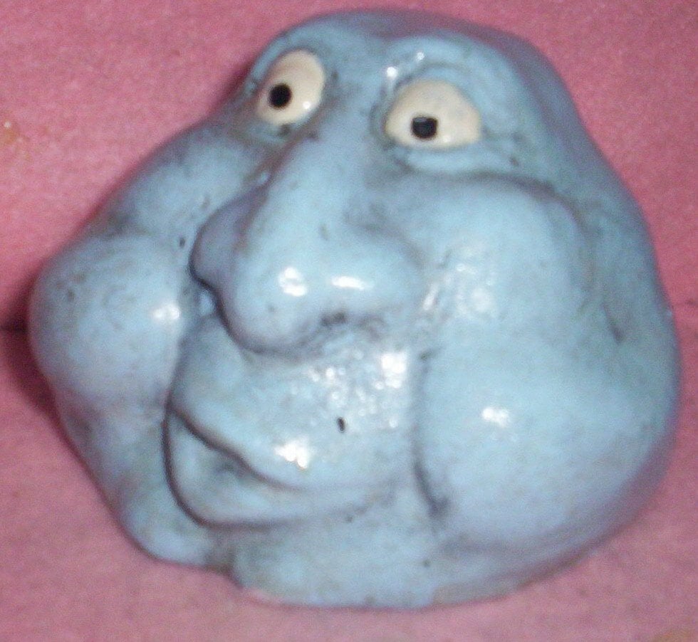 2 Small Concrete FUNNY FACE ROCKS