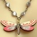 Vintage Style Butterfly Necklace with Mauve Swarovski Pearls