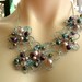RESERVED FOR ASH Wired Flower Asymetrical Necklace with Pearls & Crystals