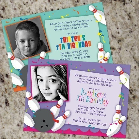 BOWLING Party Photo Invites - Boy or Girl - Print Your Own Il_570xn