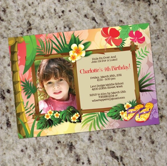 Hawaiian Luau Personalized Party Invitation - Print Your Own Il_570xn