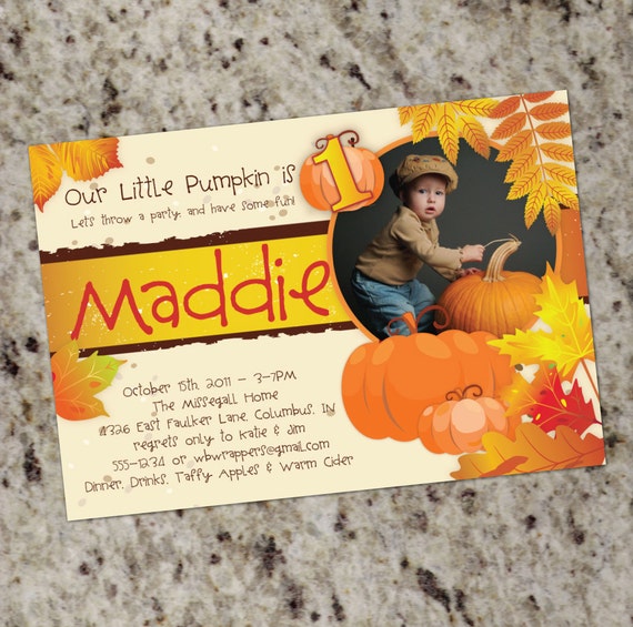 Fall Birthday Party Invitations - 1st Birthday or any age - DIY Print Your Own Il_570xn