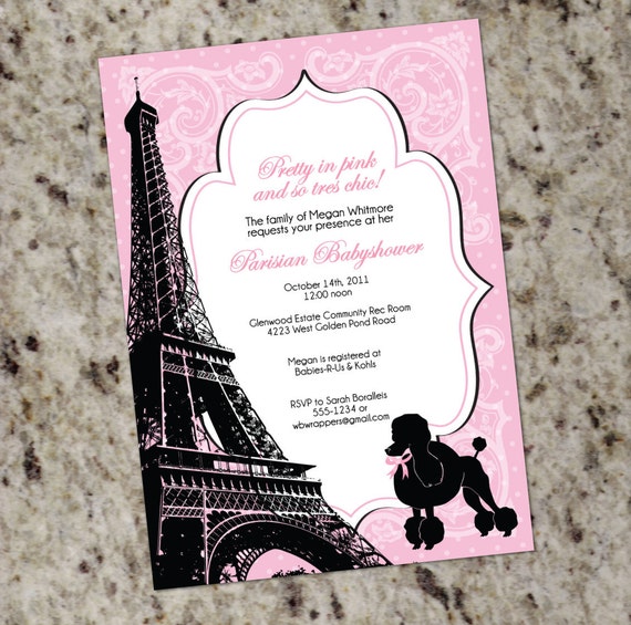 Paris Themed Baby Shower Invitations 8