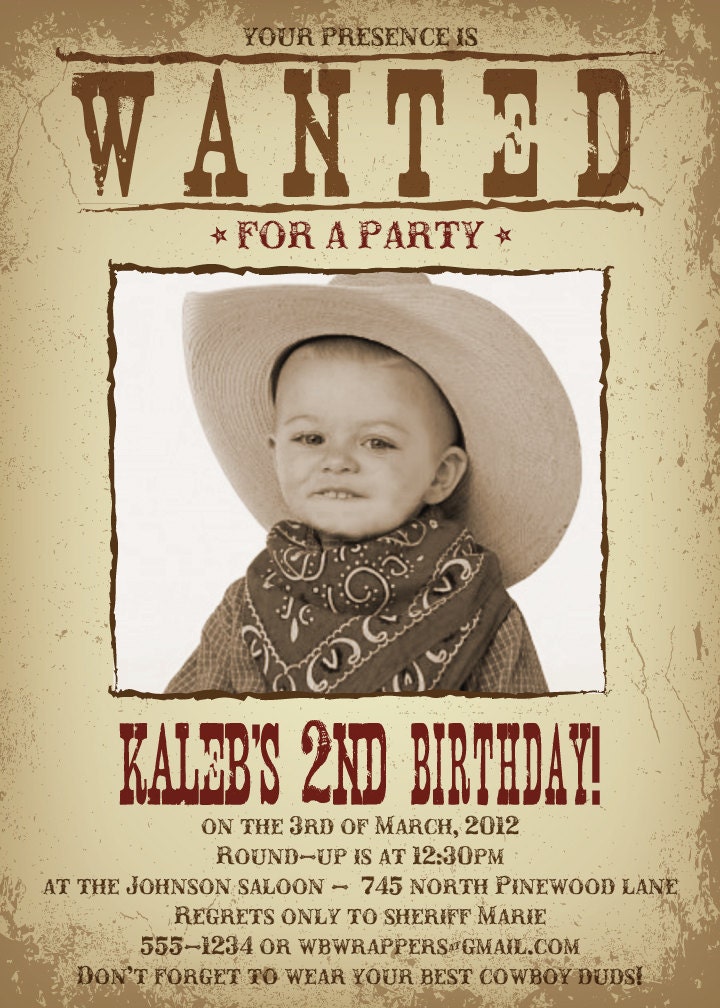 WANTED POSTER Western Themed Party Invitation Printable