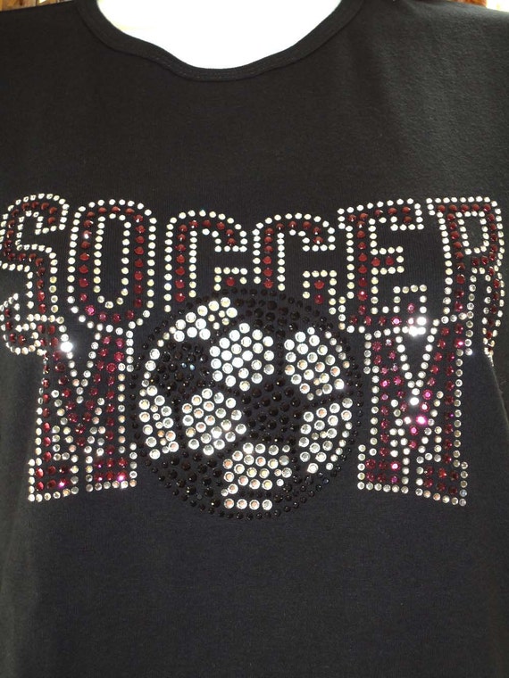 Soccer Rhinestone TShirtSoccer Mom Clear Purple Black and