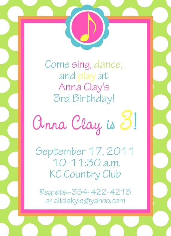 Music Themed Birthday Party Invitations 6