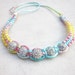 Rainbow statement necklace pastel macrame rhinestone disco ball beads