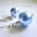 EARRINGS with PEARLS- Swarovski Pearls and Sterling Silver - Blue, Blue, Sky, Maya Blue, Simple, Round, Short, Mom, Everyday, Cute