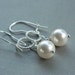 Wedding Earrings - Wire Wrapped with Sterling Silver - Pearls, White, Cream, Ivory, Old White, Silver, Bride, Cute, Nice, Pretty