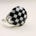 Black and White Ring - Size 7 . Glass Disc - Geometric, Geo, Squares, Figures, Elegant, Flat, Round, Geometry, Two Tones, Feminine, Silver