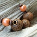 Wood Necklace - Brown, Orange, Tangerine, Rustic, Tribal, Indian, OOAK, Big, Round, Autumn, Fall, Geometric, Warm