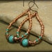 Turquoise Earrings - Hoop Earrings - Beaded Hoop Earrings - Copper Earrings - Native Earrings - Beaded Earrings