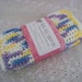 Dish Cloths, Cotton - Blue, Lavender, Purple, Yellow - Crocheted 3 Piece Set "Spring Crocus"