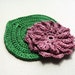 1 Crochet Water Lily Applique -- Green Lily Pad with Dusty Rose Water Lily