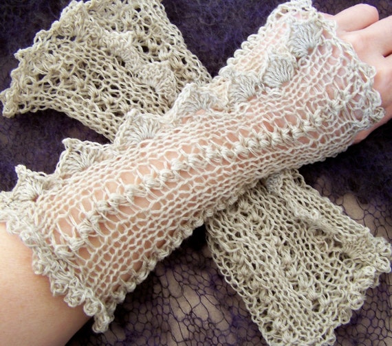 lace knitted fingerless gloves