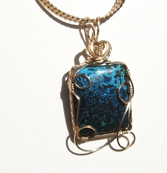 Chrysocolla Pendant / Anna Lemons Jewelry / Gemstone Pendant