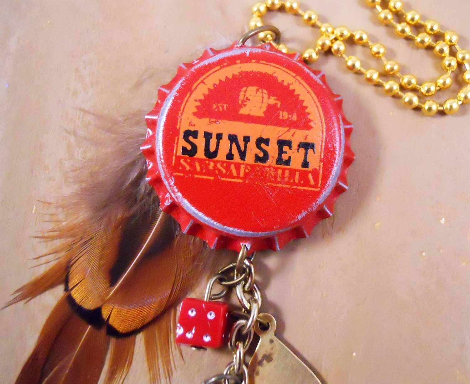 Fallout New Vegas Sunset Sarsaparilla Bottle Cap Charm by Outpost8