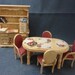Six Piece Dining Set in Burgundy and Cream with Accessories