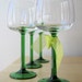 emerald green, french wine glasses, vintage Luminarc glassware