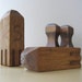 farmhouse primitive, wooden salt and pepper shakers