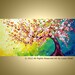 CHERRY TREE BONSAI Original Large Oil Painting Flowers Landscape Palette Impasto Fine Art by Luiza Vizoli 48x24