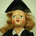 Vintage 1950s Virga Doll Graduate In Box Graduation Cap and Gown 8 inch Doll