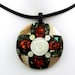 Red Coral - Abalone - Mother of Pearl - Shiva Eye - Sea shell necklace - pendant - Beach Wedding - Bridesmaid - red black flower motif