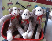 Handmade Mini Sock Monkey, Pocket Sock Monkey, Redheel Socks, Collectible, Limited Edition, Doll Toy Plush Stuffed Animal, Geekery Toy