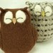 Brown Sleepy Owl Felted Wool amb Wool Stuffing Height 7" Eco Friendly Upcycled