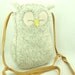 Owl Shoulder Bag Wool Messenger Bag Felted Hip Bag Light Grey Natural White Adjustable Leather Strap Cotton Lining Height 10.6"