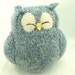 Recycled Sleepy Owl Light Blue Felted Wool Lamb Wool Stuffing Eco Friendly Home Decor Ornament Height 7"