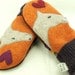 Eco Friendly Mittens Wool Sweater Horse Mittens Felted Wool Orange Horse Applique Fleece Lining Suede Palm Eco Friendly Upcycled Size S/M