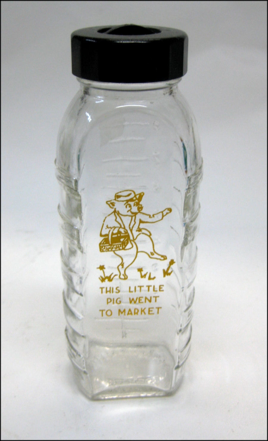 Vintage Glass Baby Bottle This Little Pig by cheshirecatantiques
