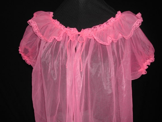 Light Pink Sheer Short Negligee Robe by ChiffonLounge on Etsy