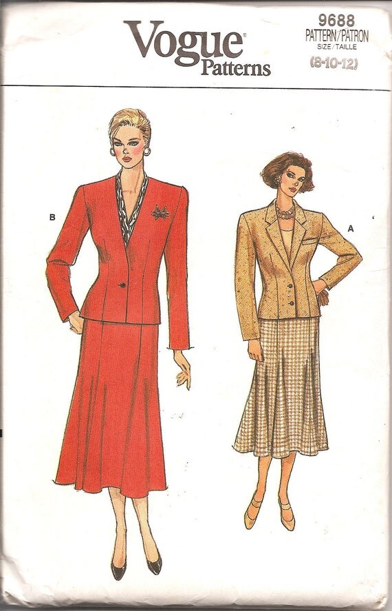Vintage Sewing Pattern 1980s Jacket and Skirt Vogue by TenderLane