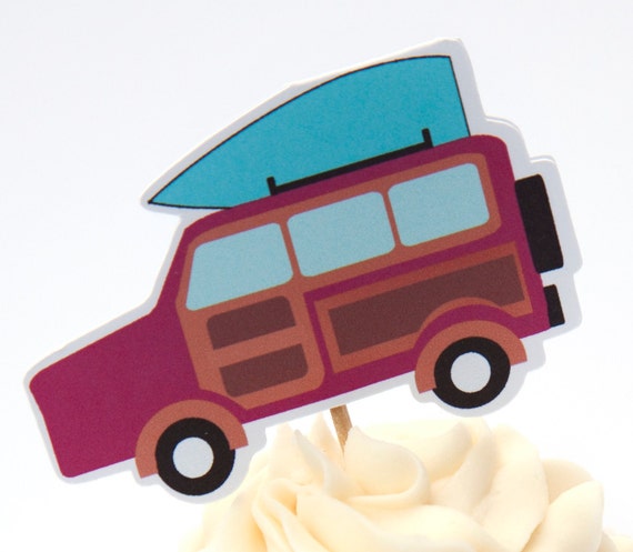 Surf Shop Party - Set of 12 Woody Cupcake Toppers by The Birthday House Il_570xn