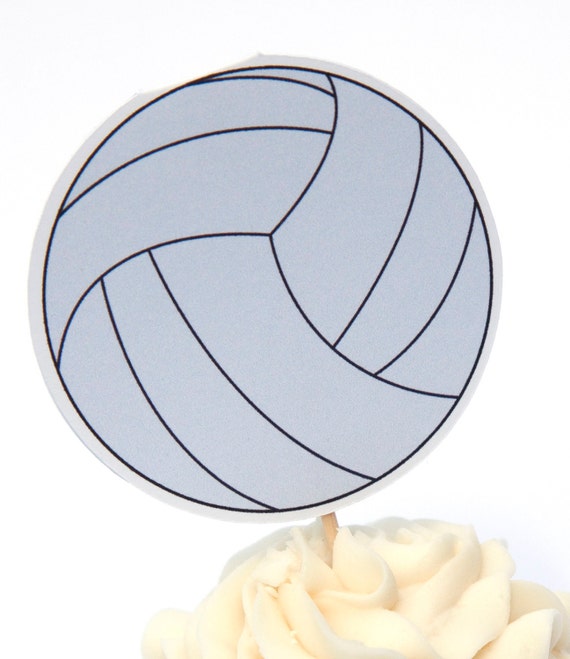 Sports Party - Set of 12 Volleyball Cupcake Toppers by The Birthday House Il_570xn