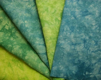 Blue Green Hemp Linen Fabric Bundle, Hand Embroidery Material Appalachian Trail 14" by 18"