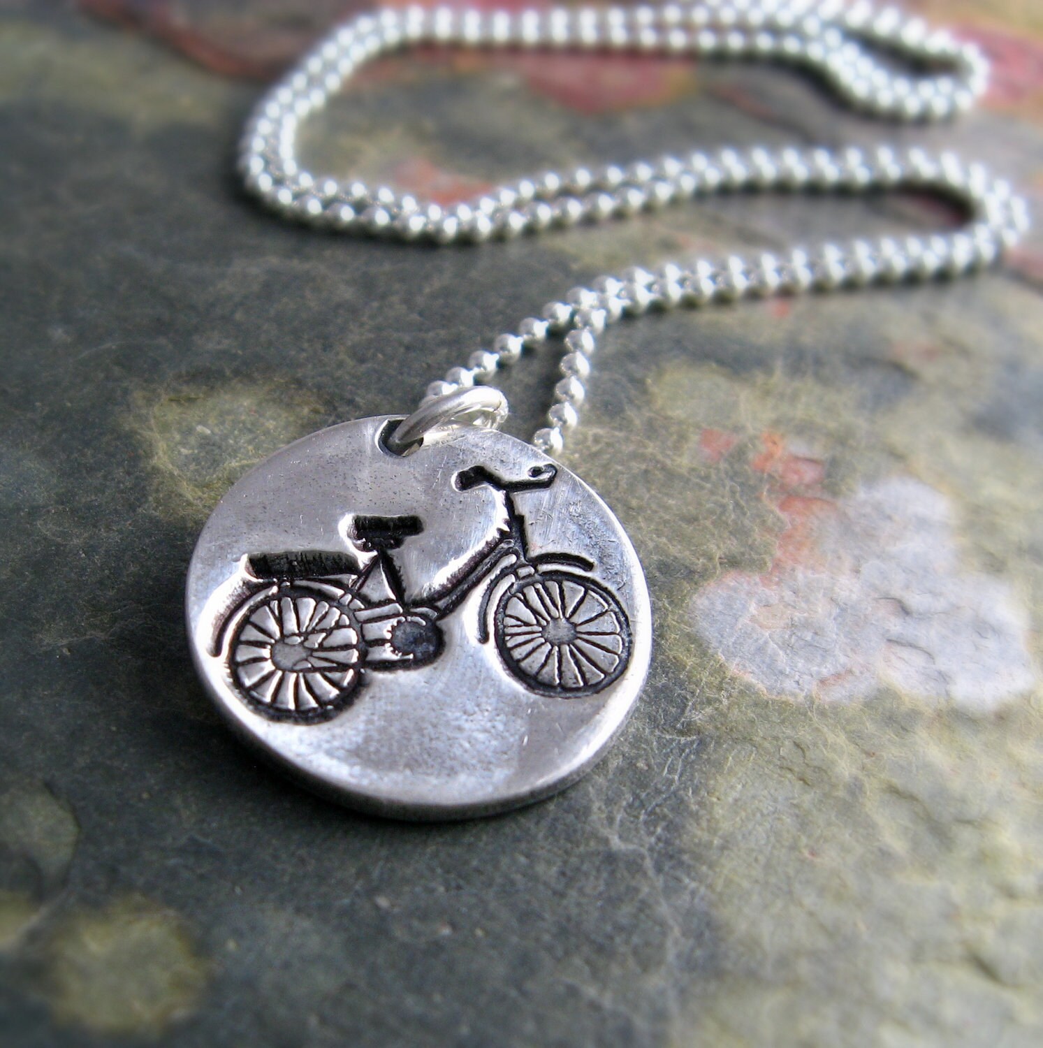 Bike Necklace Silver Bicycle Necklace Outdoor by newhopebeading