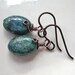 Earrings, Lapis in Chrysocolla. Turquoise, Blue, Gold. Jessamina's Sweethearts.