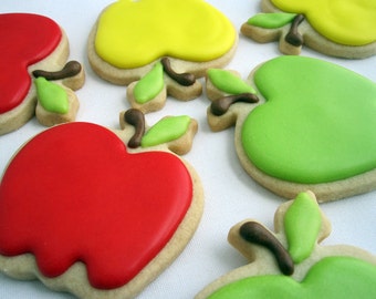 APPLE SUGAR COOKIES, 6 Decorated Sugar Cookies