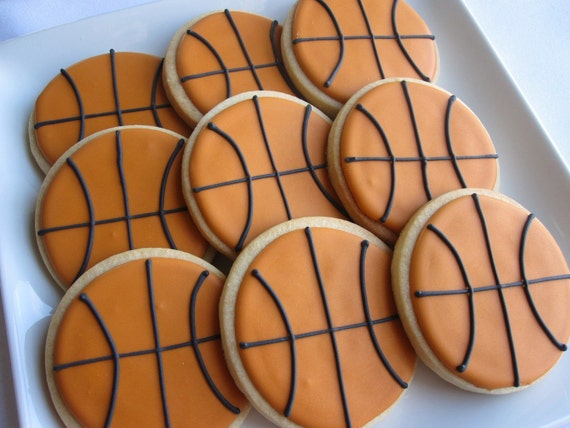 BASKETBALL COOKIES 12 Decorated Sugar Cookie Party Favors   Il 570xN.243522213 