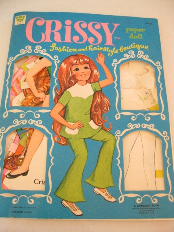 Vintage Paper Dolls 1970 Crissy Doll With Wigs and Outfits